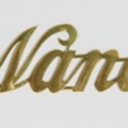 Gold script text reading "Mama" on a white background
