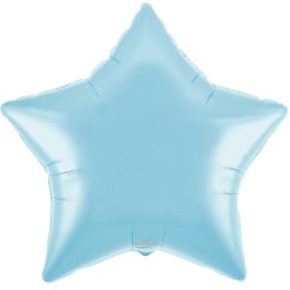 Light blue star-shaped foil balloon on a white background