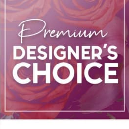 Promotional graphic with pink roses and the words Premium Designer's Choice