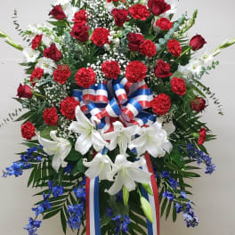 DUTY HONOR COUNTRY SPRAY WITH 12 RED ROSES - Twin Towers Florist, Arlington VA