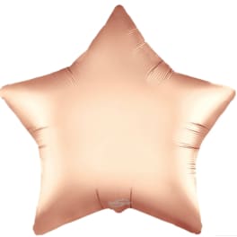 Peach star-shaped foil balloon on a white background