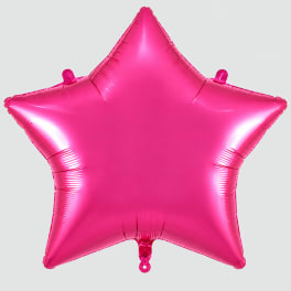 Pink star-shaped foil balloon on a plain background
