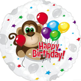 Birthday balloon with a monkey and colorful balloons