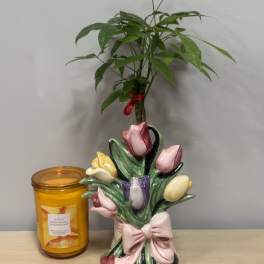 Ceramic Tulip Tree & Candle