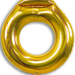 Gold foil balloon shaped like the letter O
