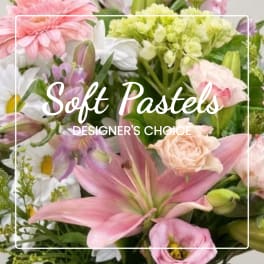 Pastel mixed bouquet with pink lilies, roses, and white daisies
