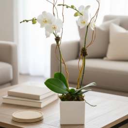 Phalaenopsis Orchid in White Ceramic