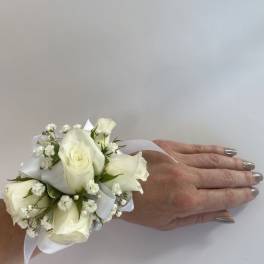 Corsage / Wrist - White Spray Roses