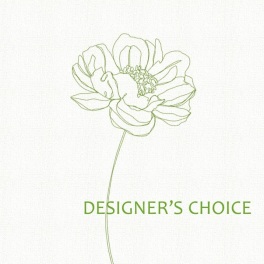 Minimal line drawing of a flower with the words "Designer’s Choice"