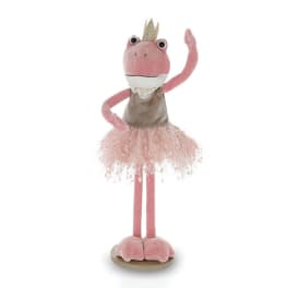 Pink plush flamingo figurine in a tutu and crown
