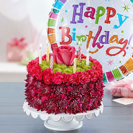 Birthday Wishes Flower Cake Purple