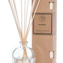 Reed diffuser in a glass bottle with a cardboard box
