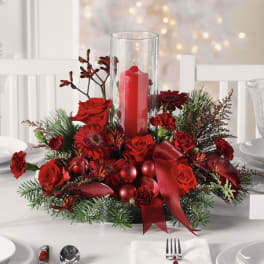 All Red Holiday Centerpiece