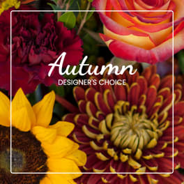 Autumn floral design with sunflower, rose, carnation, and chrysanthemum blooms