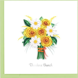 Paper bouquet card with yellow and white flowers