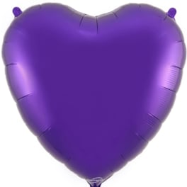 Purple heart-shaped foil balloon on a white background