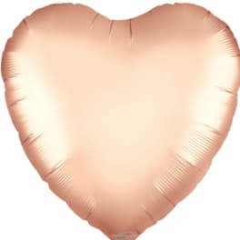 Heart-shaped peach foil balloon on a white background