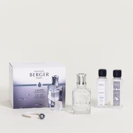Maison Berger lamp set with glass bottle, box, and fragrance refills