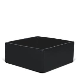 Black square ceramic planter on a white background