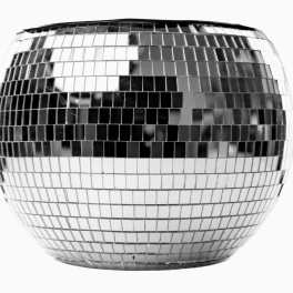 Silver disco ball on a white background