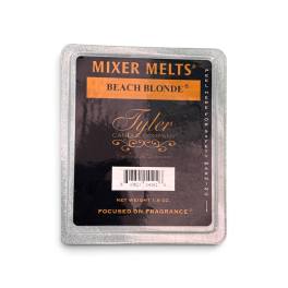 Packaged Tyler Candle Company wax melt in a silver tray