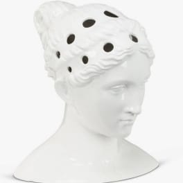 White decorative bust with a perforated sculpted headpiece