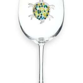 Sea Turtle Jeweled Queens Jewels Wine Glass