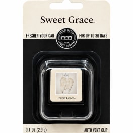 Packaged car air freshener clip labeled Sweet Grace