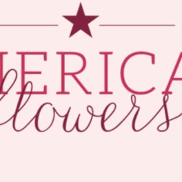 Pink American Flowers logo on a pale pink background