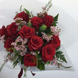 A Dozen Wrapped Roses