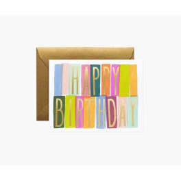 Birthday greeting card with a brown envelope