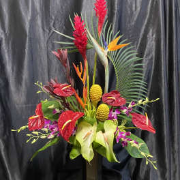 "ALOHA QUEEN" High Style Tropical Arrangement
