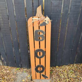 Porch Pumpkin Sign with BOO & Bats