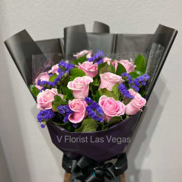 Deluxe Pink Roses Wrapped