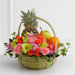 The FTD® Rest in Peace™ Fruit & Flowers Basket