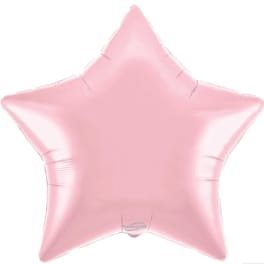 Pink star-shaped foil balloon on a white background