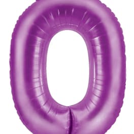 Purple number 0 foil balloon on a white background