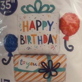 Birthday balloon set with a gift box and balloons