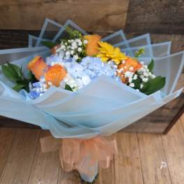 orange hand bouquet