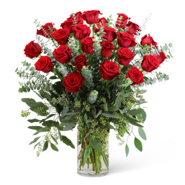 Red Roses with Eucalyptus Foliage (24)