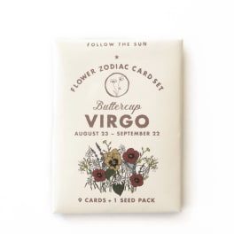 Virgo flower zodiac card set package with floral illustration
