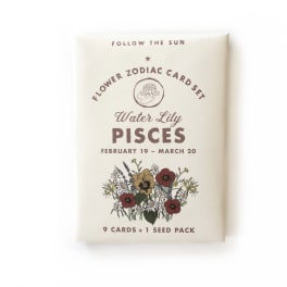 Pisces flower zodiac card set package with floral illustration