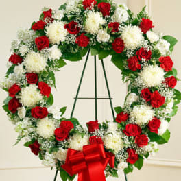 Serene Blessings Standing Wreath - Red & White