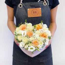 Heart Arrangement Peach and White