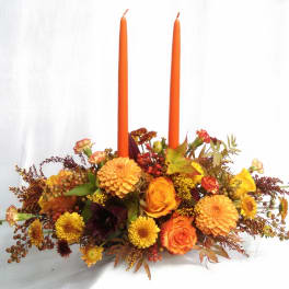 Thanksgiving Table Center Piece with two candles (F-213)
