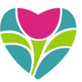 Colorful floral logo shaped like a heart