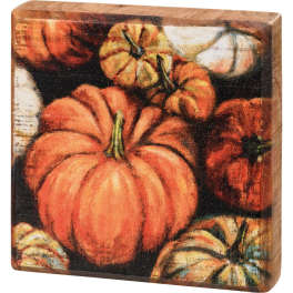 Box sign, pumpkins
