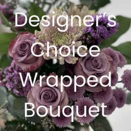 Purple rose bouquet with lavender chrysanthemums and small purple filler flowers