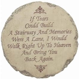 Round memorial plaque with a sympathy quote