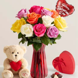 One Dozen Assorted Roses for Romance